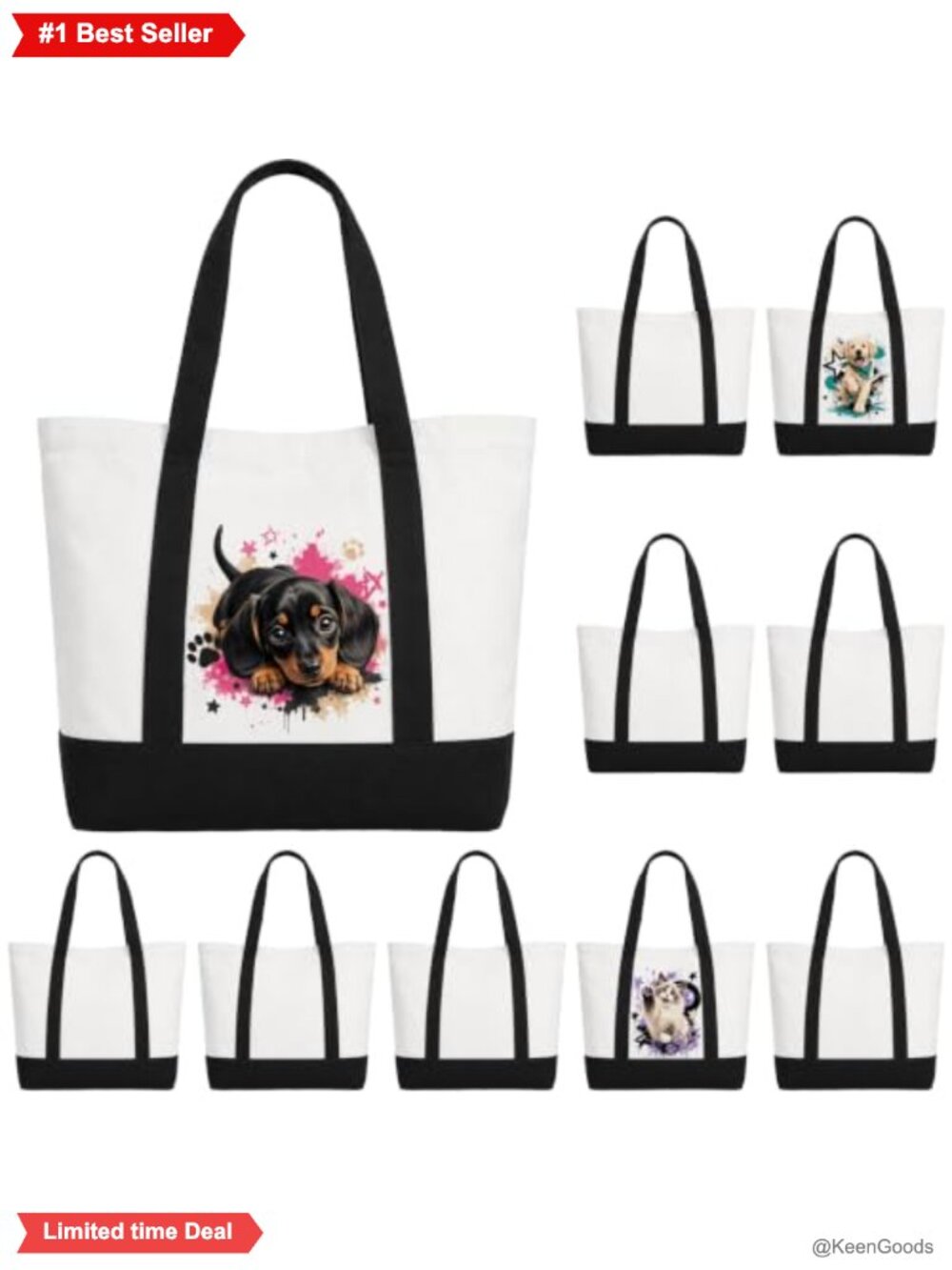 Canvas Tote Bags 10 Pack Large 18.5x15x5.5in Long Handle Reusable